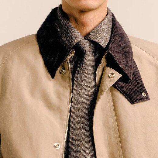 速写男装2024冬新品男士短款翻领灯芯绒拼接夹克羽绒服休闲9O0C13780 287黄卡其 S