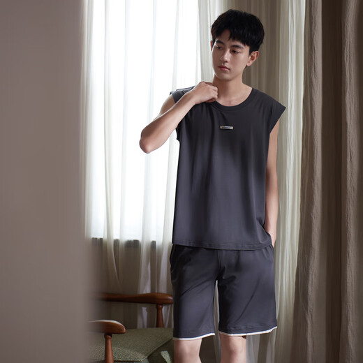 思莉太太 SLEEP TIGHT睡衣男款夏季莫代尔棉背心短裤休闲大码可外穿夏天男士简约家居服 J9221 L