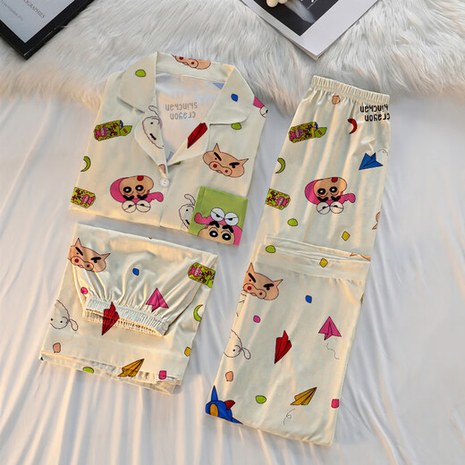 S.Sofea japonais mignon crayon shin-shin-seconde à manches pyjamas pour femmes en trois pièces de vêtements ménagers KK14140 # 170 m [80-100jin suggérés [Jin est égal à 0,5 kg]]]