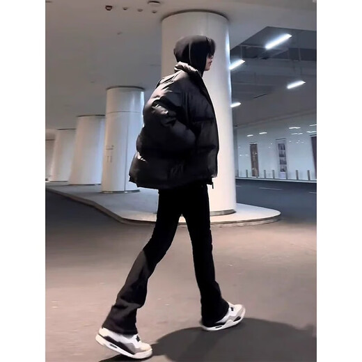 
Digada black willow scimitar jeans men's spring and autumn summer style handsome elastic American high street straight-flare pants DFFS-701 black L