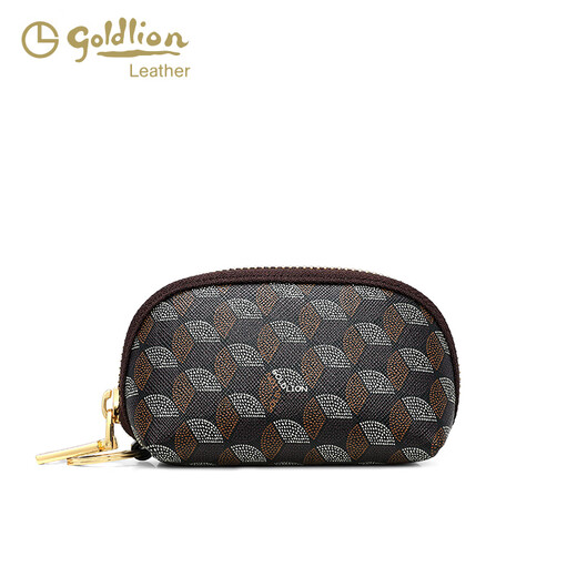 金利来（Goldlion）时尚印花手拿包女新款小包钱包钥匙包潮 啡色