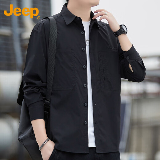吉普（JEEP）美式高端Jeep卡其长袖衬衫男士工装上衣2025年春季新款休闲衬衣外 2629卡其Jeep【专柜正品】 M 推荐90-110斤