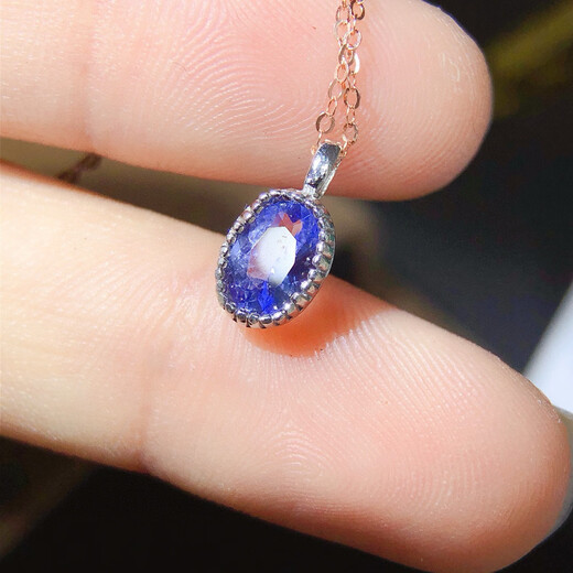 Shengbei silver inlaid natural Tanzania tanzanite pendant, main stone size 5*7mm, free necklace to support identification, main stone 5*7mm
