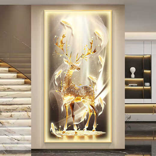 CHENGZAI FUGUI ELCO Sala de estar Decoración Luz de la luz LED atmosférica de lujo directamente opuesto a la pared de la puerta Pasillo de la pared Mural Pintura colgante T12859 50*100 (sugerido 0.7-0.8 metros de pared 5