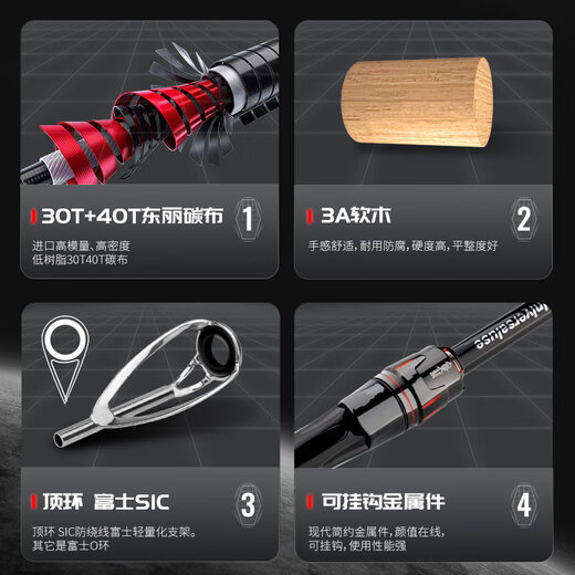 虫王入门专用路亚竿超快调枪柄直柄鲈鳜鱼翘嘴泛用虫竿 2.04m 虫王临枪柄682-M