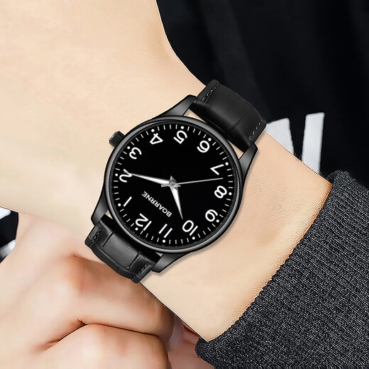 
Boarne (BOARRNE) special mechanical watch for junior high school entrance examination college entrance examination male and female junior high school students high school students winding sliding pointer pure mechanical watch 902G-black disc black belt-men's watch