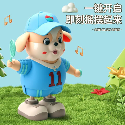Kinder Rabbit Puppy Dance Roboter Toys können mit Lichtern Early Education Machine Männliche 4 Mädchen 0-3 Jahre alt und tanzen und Blue-Electric Dog Dance Roboter wiederaufladbare Batterieversion (Batterie + Schraubendreher)