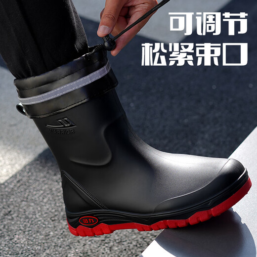 回力雨鞋男中筒防滑防水鞋户外洗车外卖骑手钓鱼耐磨雨靴套鞋5388红42