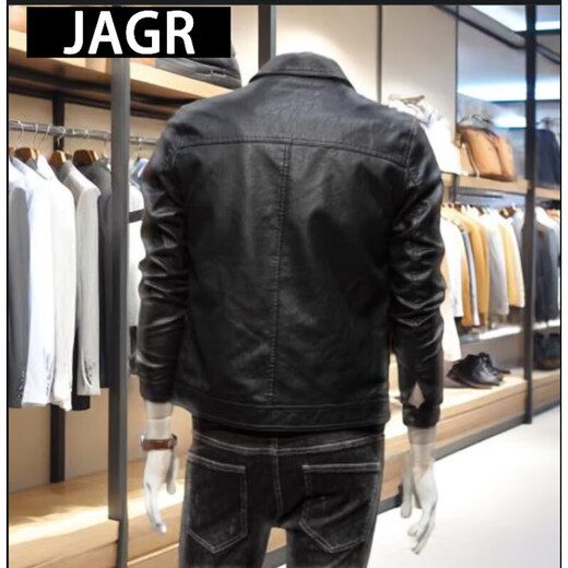 JAGR trendy brand leather jacket men's 2024 new workwear top light business men's motorcycle trendy men's PU leather jacket black M