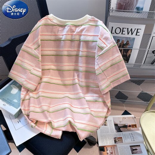 Disney Girls T-shirt pour enfants à manches courtes Summer Summer de taille moyenne Été Nou nouveau coréen T-shirt lâche et à la mode 6636 # Abricot rose Petites fleurs à rayures 160 Hauteur 150-160cm90jin [Jin est égal à 0,5 kg]