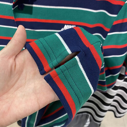 耐克（NIKE）短袖POLO衫男装2025夏季新款条纹运动服休闲翻领T恤半袖上衣 FN3897-410蓝绿条纹 S