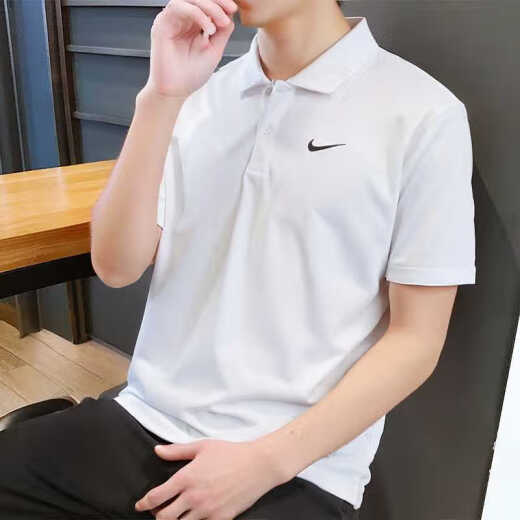 耐克（NIKE）速干polo衫翻领短袖男夏季运动T恤透气网球上衣 白色FN3895-100 纯棉针织 宽松透 S 100-120斤（）
