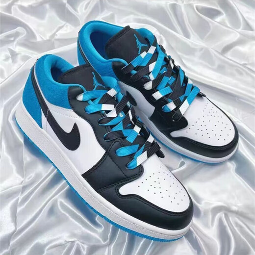 Air de pura pura yuan de Clenience Qiao1 AJ1 zapatillas de baloncesto de alto nivel AJ Midnight Blue Low Ash Men's Board Zapatos AJ1 Black-Black Red Toe Nike 42