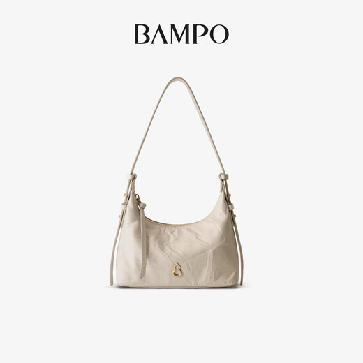 Bampo Jinyuan bag, first-layer cowhide HOBO bag, 2025 new textured soft leather cross-body armpit bag, shoulder bag, black carbon 930