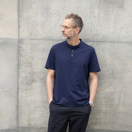 Pflege des Lords 丨 Sonic 丨 Summer Herren kurzärmelig Henry Neck Polo Shirt Business T-Shirt 098601 Jungle Green L.