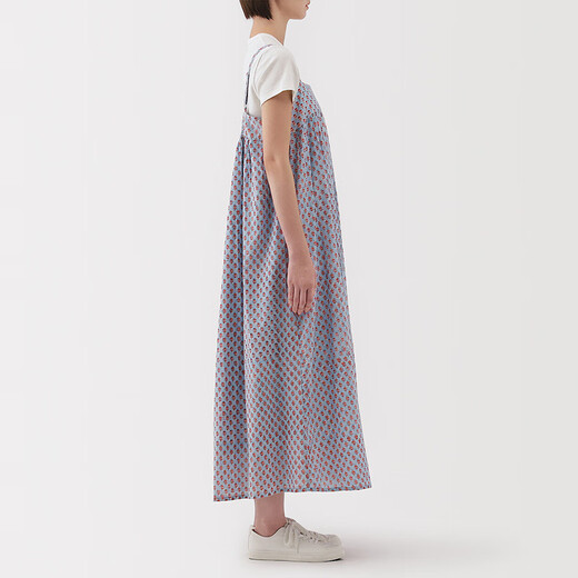 无印良品（MUJI）女式 雕版印染 吊带连衣裙女装裙子长裙夏季25年纯棉BC2LRA5S 红色图案 S (155/80A)
