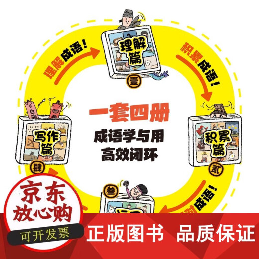 包邮 成语问不停(四册套装)正版成语故事儿童绘本两千幅幽默漫画演绎689个成语知识小学年级通用图画书启蒙书籍 江西教育出版社
