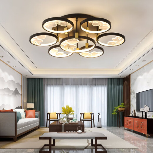 2025 Nuevo nuevo estilo de techo de estilo chino LED Light Light Style Chino dormitorio Zen Moderna y atmosférica Uso de la casa 1W 6623-3 Cabeza de tres colores Luz