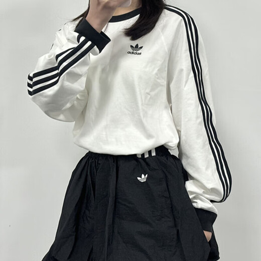 阿迪达斯（adidas）三叶草长袖T恤男装2025夏季新款运动服圆领套头衫宽松休闲上衣 KE5825白色 S