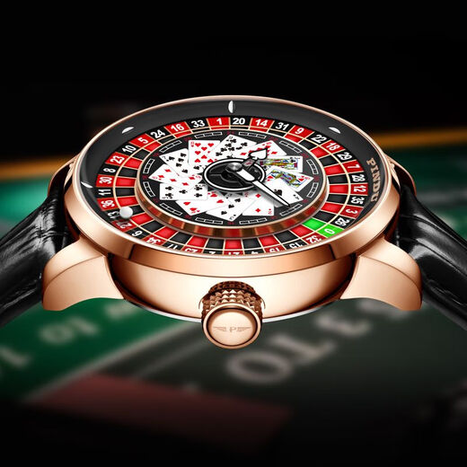 Pindu [play carte watch] jeu de jeux de jeu série de jeux de jeu masculin Roulette entièrement automatique mécanique montre lumineuse tendance masculine 6626 rose coquille de jeu de jeu de jeu noir ceinture noire