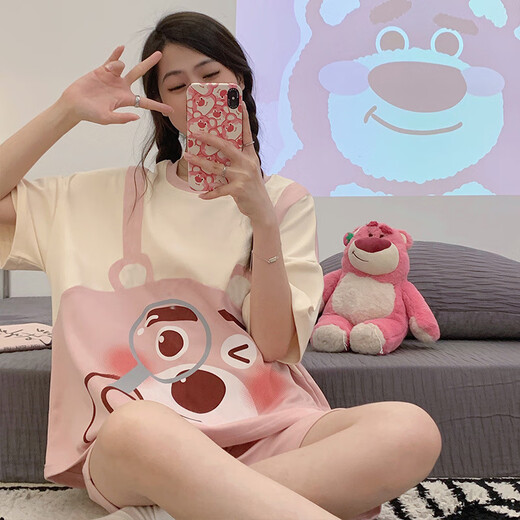 Jingpufei großer dünner Cartoon-Pyjamas für Frauen im Sommer kurzärmelig süße Hauskleidung kann außerhalb von Guangzhou dreizehn 683 Schlafhund 2xl [vorgeschlagen 125-150jin [Jin gleich 0,5 kg]] getragen werden.