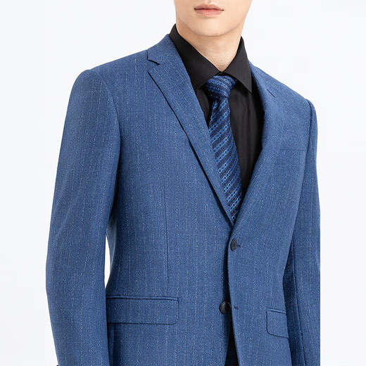 Langdeng sheep wool + mulberry silk striped suit suit men's business formal suit two-piece wedding dress blue two-piece suit trousers size 29-40 50 B180/100B (please note the trousers size)