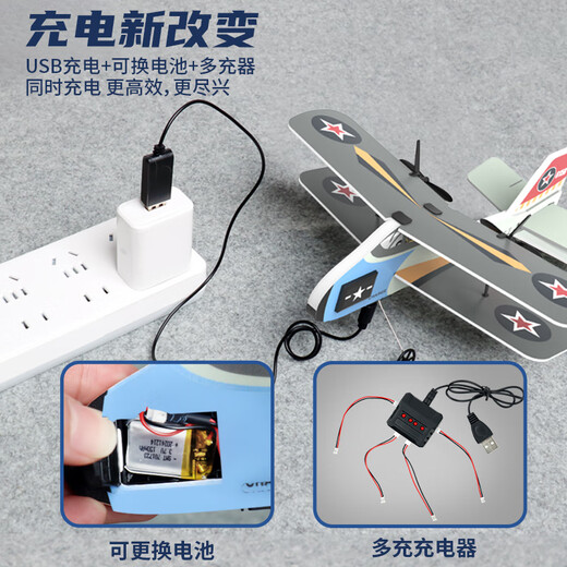 
Dwi remote control aircraft children's glider fixed wing aircraft mode foam-resistant charging remote control fighter outdoor indoor 815A-head anti-collision + adjustable rudder volume - double wing red standard 1 electric [with remote control battery]