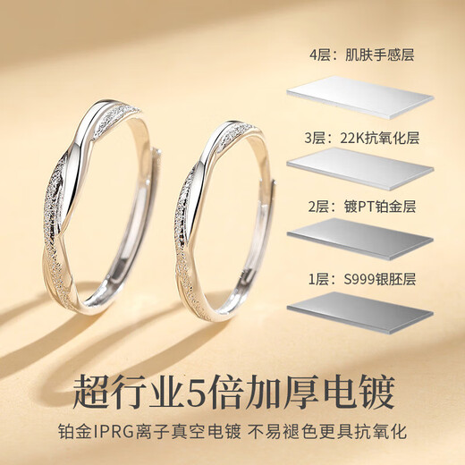 Mansheng Möbius ring 999 sterling silver couple ring men's and women's plain ring ring birthday Valentine's Day gift for girlfriend, female model