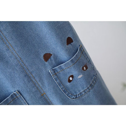 Disney (Disney) baby denim overalls, children's spring and autumn long pants for men, girls, and children's overalls, baby jumpsuits, cartoon available, blue 90 (can be opened)