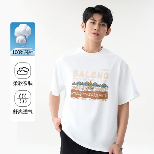 班尼路（Baleno）S&K系列短袖t恤男夏季美式潮牌休闲上衣情侣宽松透气纯棉五分袖男