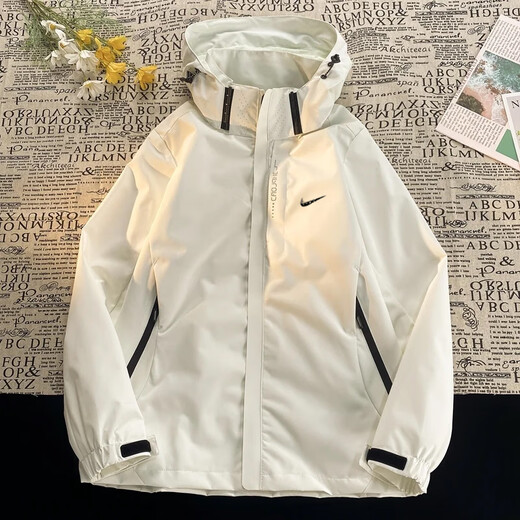 Assault jacket for men and women, spring and autumn style, detachable three-in-one windproof and waterproof jacket for couples, outdoor hiking wear, ivory white, same style for men and women - jacket + lining L recommended 110-130 Jin Jin equals 0.5 kg