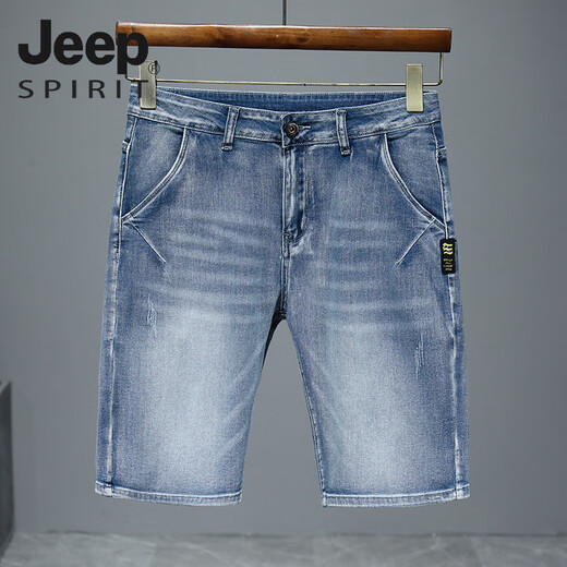 Jeep Spirit2024 Neuer Sommer Dünne Denim Shorts Herren Fünf-Punkte-lose geradlinige mittelpants lässige, vielseitige Stretchhose 671 Blaugrau 34 (2 Fuß 7)