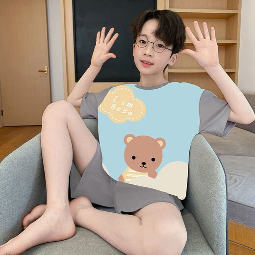 Disney Pure Cotton Boys und Kinderpyjamas 2025 Sommeranzug Jungen Shorts Thin Thin Short Sleeve mittelgroße Kinder Baumwollhauskleidung 829# Buchstabe Basketball 8 Größen (empfohlen 25-30 Jin [Jin gleich 0,5 kg]) Alle Größen