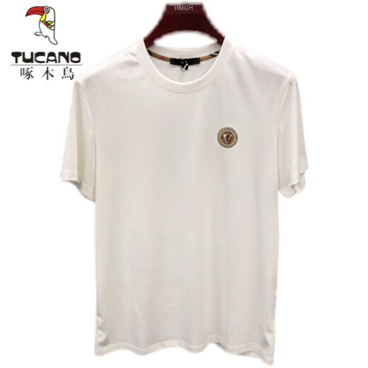 啄木鸟（TUCANO）t恤男士2025夏季新款短袖T恤男修身个性刺绣烫钻欧货丝光棉体恤男 724闪电R蓝绿色 3XL