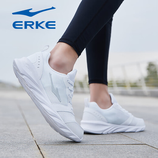Hongxing Erke Men's Chaussures 2025 Nouveau été des chaussures de course respirantes en maille pour hommes Soft Soft Soft Soft White Casual Chores Erkebai (Mesh Four Seasons) 3291 40