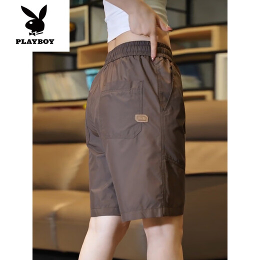 Playboy (Playboy) Milch Silky Fünf-Punkte-Shorts Männer Sommereis Seide Dünne atmungsaktiven Mesh Außenkleidung Sports Strand lässige mittelgroße Hosen Männer Hb6630 Brown M.