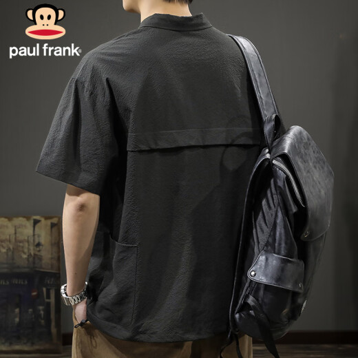 大嘴猴（paul frank）短袖男夏季潮牌短袖t恤男士polo衫男薄款宽松速干男装 黑色 XL