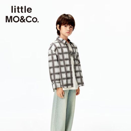 Little MO&Co.little moco children's clothing 25 summer new style for boys and girls pure cotton plaid long-sleeved shirt shirt jacket parent-child clothing multi-color plaid 120 120/60