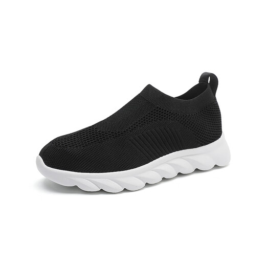 More exercise walking shoes for men and women in spring and summer breathable mesh large size lazy people don’t get tired of their feet more exercise walking shoes for one foot 689 black and white 40