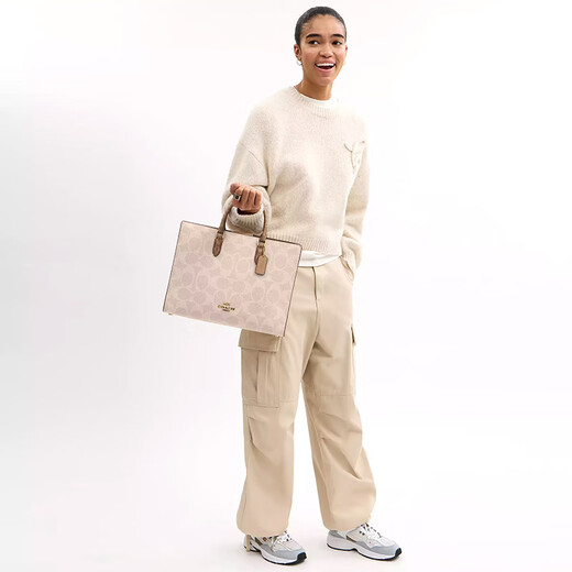 Coach (Coach) [Brand Direct Supply] Damenbeutel große Kapazität Pendler One-Shoulder-Handtasche Geschenk für Frauen Milk Tea Farbe Cy677 IMXI9