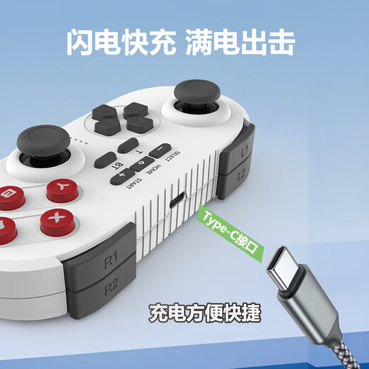 Snake War Switch Mini Controller Supports Switch Computers, Mobile Phones, Tablet TVs, Wireless Bluetooth Controllers, Two People in a Line, NS Controller, Somatosensory Vibration, Mini Controller - White Switch Version