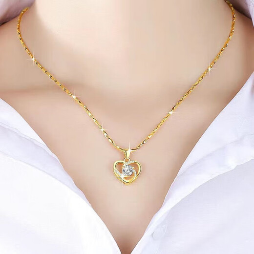 QUAMER gold store necklace women's pendant 2025 new color gold clavicle chain women's only love necklace