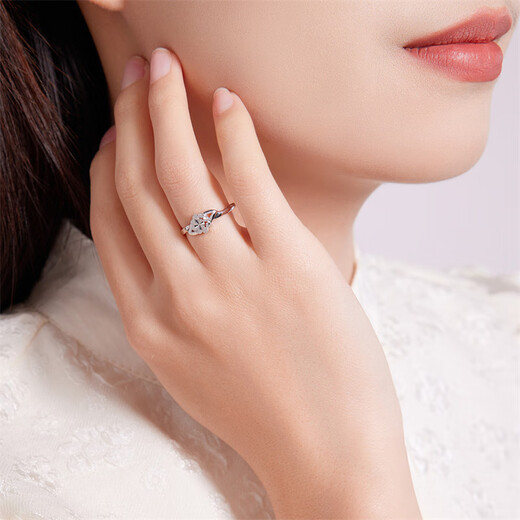 Safir platinum ring for women PT950 platinum bud ring imitation diamond car flower live ring for birthday gift, about 2.65 grams