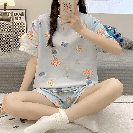 采云卡利夏季睡衣女套装居家慵懒风可爱新跨款夏天套头家居服可外穿 1049萝卜兔 M (适合80-95斤)