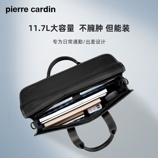 Pierre Cardin Briefcase Men's Laptop Bag Large Capacity Business Travel Commuting Birthday Gift Practical High-end Light Luxury Calm Style Can Hold 14-inch Computer Horizontal Style