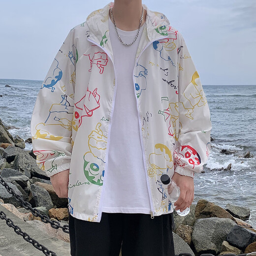 Chang Luzhu [1390 people praised] outdoor ice silk sunscreen clothes men's summer ultra-thin loose casual jacket Korean style trend black M