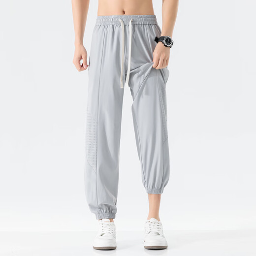 Pantalon décontracté Romon pour hommes en été cool respirant jambes pantalon pour hommes pantalon sportif polyvalent maillé zh983 gris xl