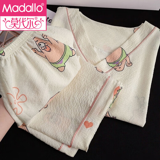 Pijama modal para mujeres en burbujas de verano algodón de manga corta estilo delgado estilo dulce y lindo ropa de verano ropa de dos piezas 1105# vye en V pink pai star l 100-115jin [Jin iguala 0.5 kg]