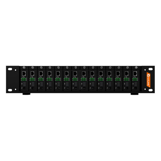 netLINK fiber optic transceiver rack 14-slot standard 19-inch 2U chassis Desktop photoelectric converter frame Dual power supply redundancy Telecom grade HTB-14AC/D One
