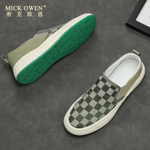 密克欧恩 MICK OWEN一脚蹬帆布鞋男板鞋透气懒人鞋男鞋秋季潮鞋豆豆鞋休闲布鞋乐福鞋 9227灰黑 39